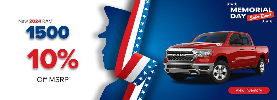 Get up to 10% off MSRP on a new 2024 Ram 1500 in Madison, TN