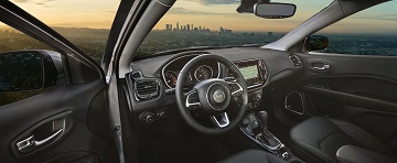 Interior appearance of the 2021 Jeep Compass available at Rhythm Chrysler Dodge Jeep Ram