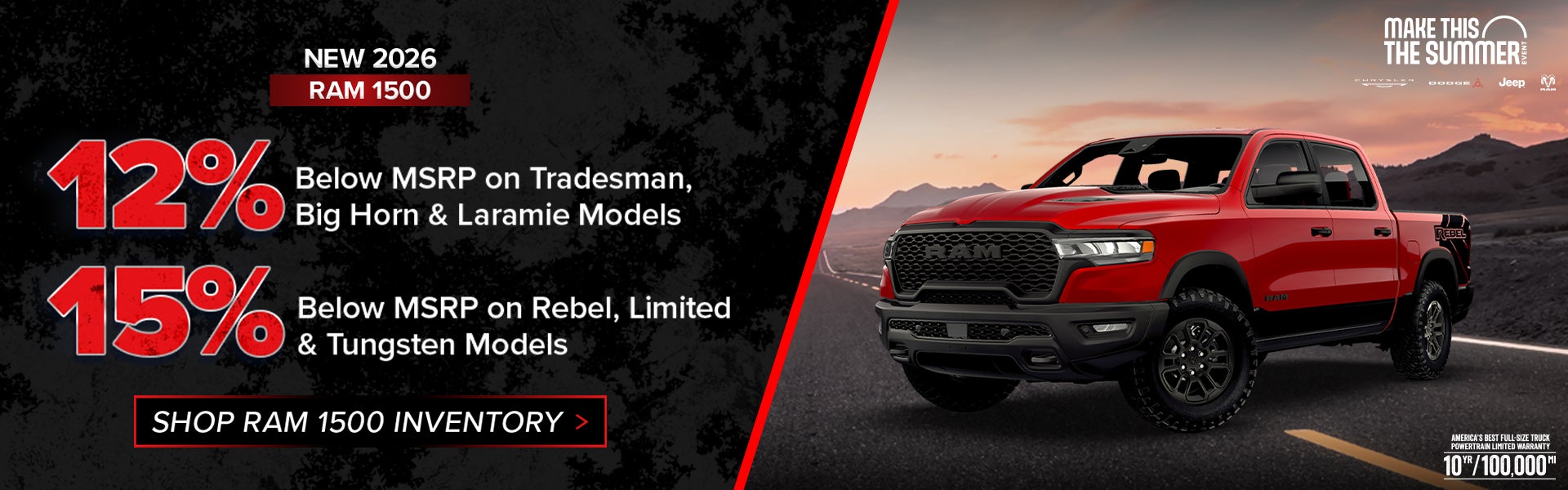 Up to 15% Below MSRP on Select 2026 Ram 1500 Models