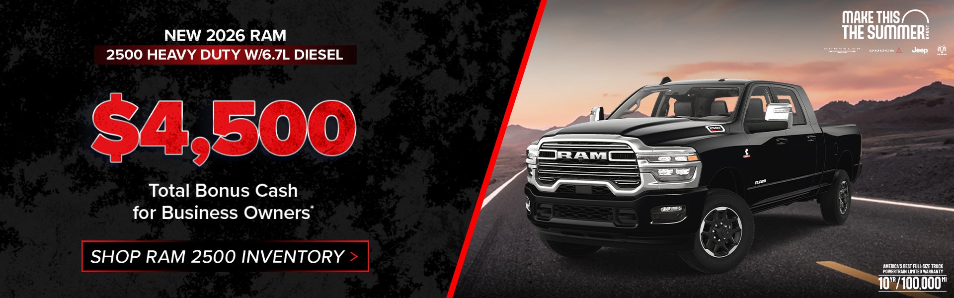 $4,500 Bonus Cash for Business Owners – 2026 Ram 2500 Heavy 