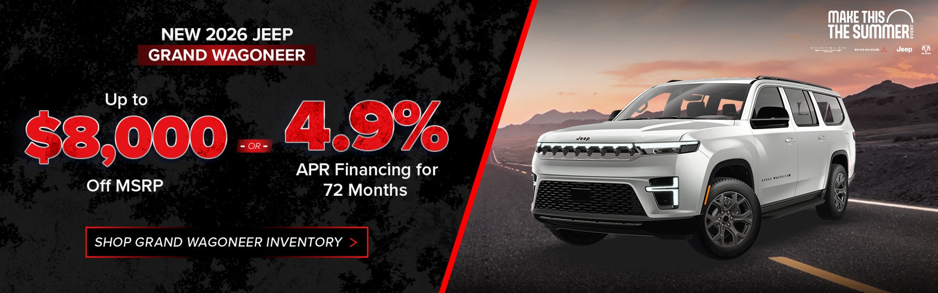 $8,000 Off MSRP or 4.9% APR – 2026 Jeep Grand Wagoneer