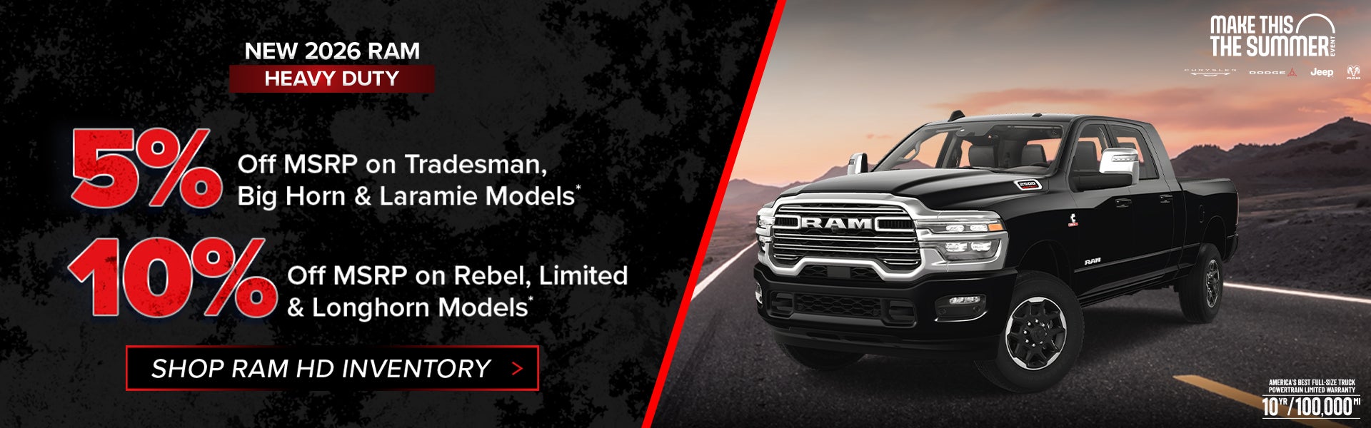 Up to 10% Off MSRP on Select 2026 Ram Heavy Duty Models