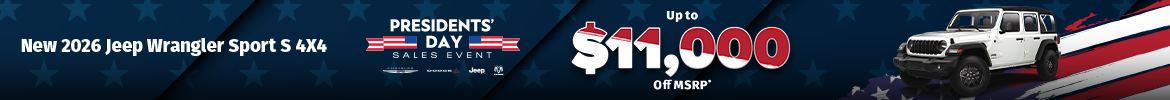 Up to $11,000 Off MSRP on 2026 Jeep Wrangler Sport S 4X4