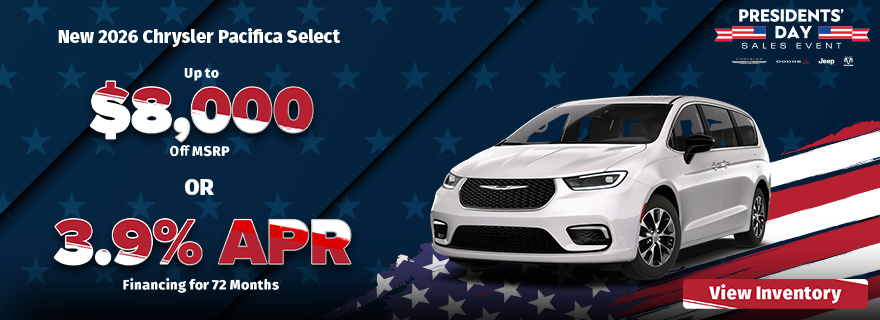 Up to $8,000 Off MSRP or 3.9% APR on 2026 Chrysler Pacifica