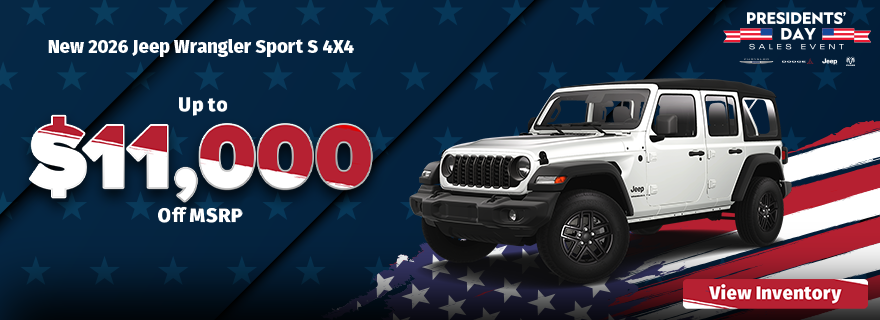 Up to $11,000 Off MSRP on 2026 Jeep Wrangler Sport S 4X4