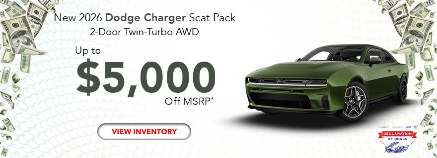 Up to $5,000 Off MSRP – 2026 Dodge Charger Scat Pack AWD