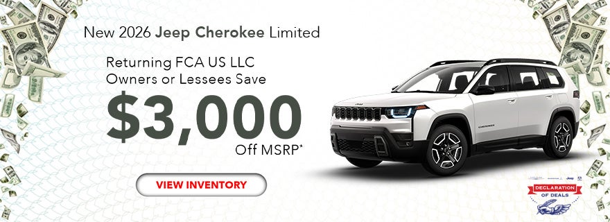 $3,000 Bonus Cash for Returning FCA Owners