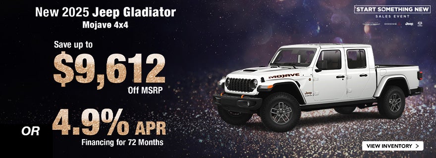 Up to $9,612 Off MSRP or 4.9% APR – 2025 Jeep Gladiator Moja