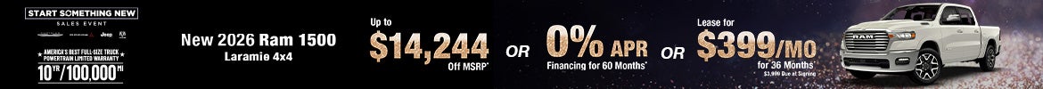 Up to $14,244 Off MSRP or 0% APR – 2026 Ram 1500 Laramie 4x4