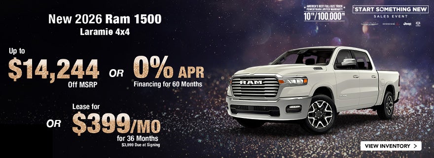 Up to $14,244 Off MSRP or 0% APR – 2026 Ram 1500 Laramie 4x4