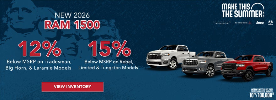 Up to 15% Below MSRP on Select 2026 Ram 1500 Models