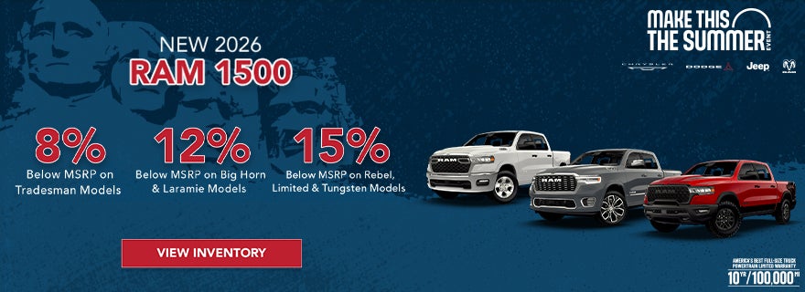 Up to 15% Below MSRP on Select 2026 Ram 1500 Models