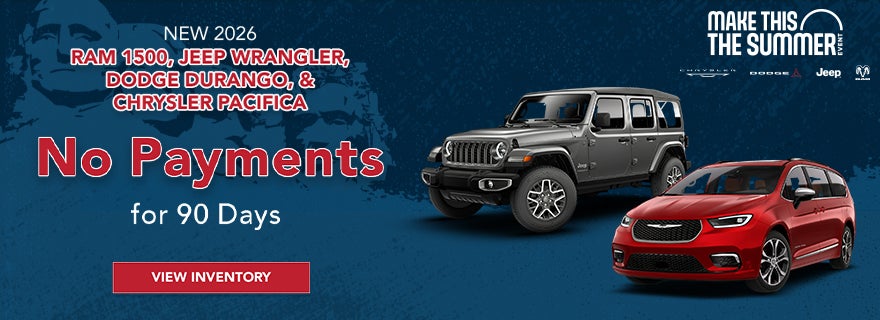 No Payments for 90 Days on Select New Ram, Jeep, Dodge & Chr