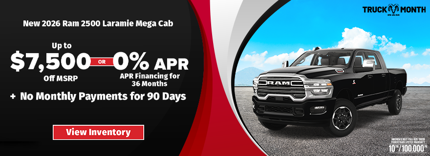0% APR or $7,500 Off MSRP + No Payments for 90 Days – 2026 R