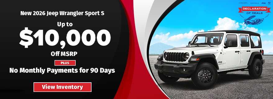 Up to $10,000 Off MSRP + No Payments for 90 Days – 2026 Jeep