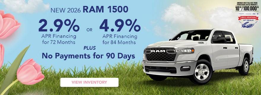 2.9% or 4.9% APR + No Payments for 90 Days – 2026 Ram 1500