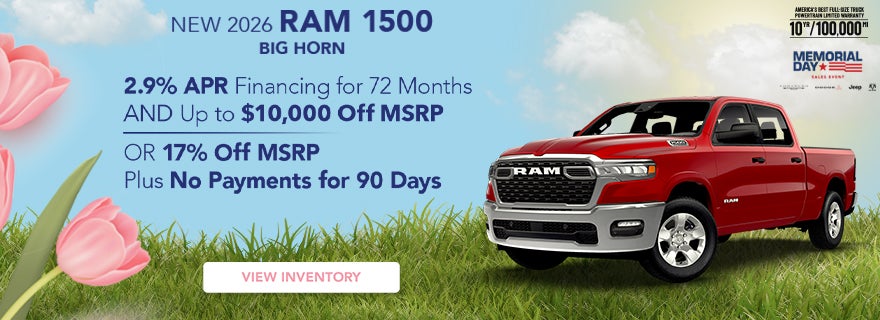 2.9% APR + $10,000 Off MSRP + No Payments for 90 Days – 2026