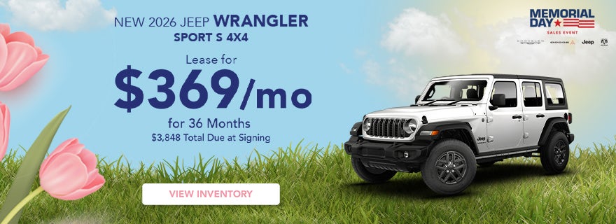 $369/Month Lease – 2026 Jeep Wrangler Sport S 4x4